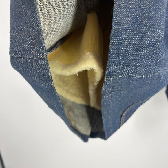 Vintage Key Imperial Wool Lined Denim Winter Heavy Coat Buttoned Men's XL - Picture 8 of 11